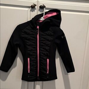 Black and Pink Hooded Jacket